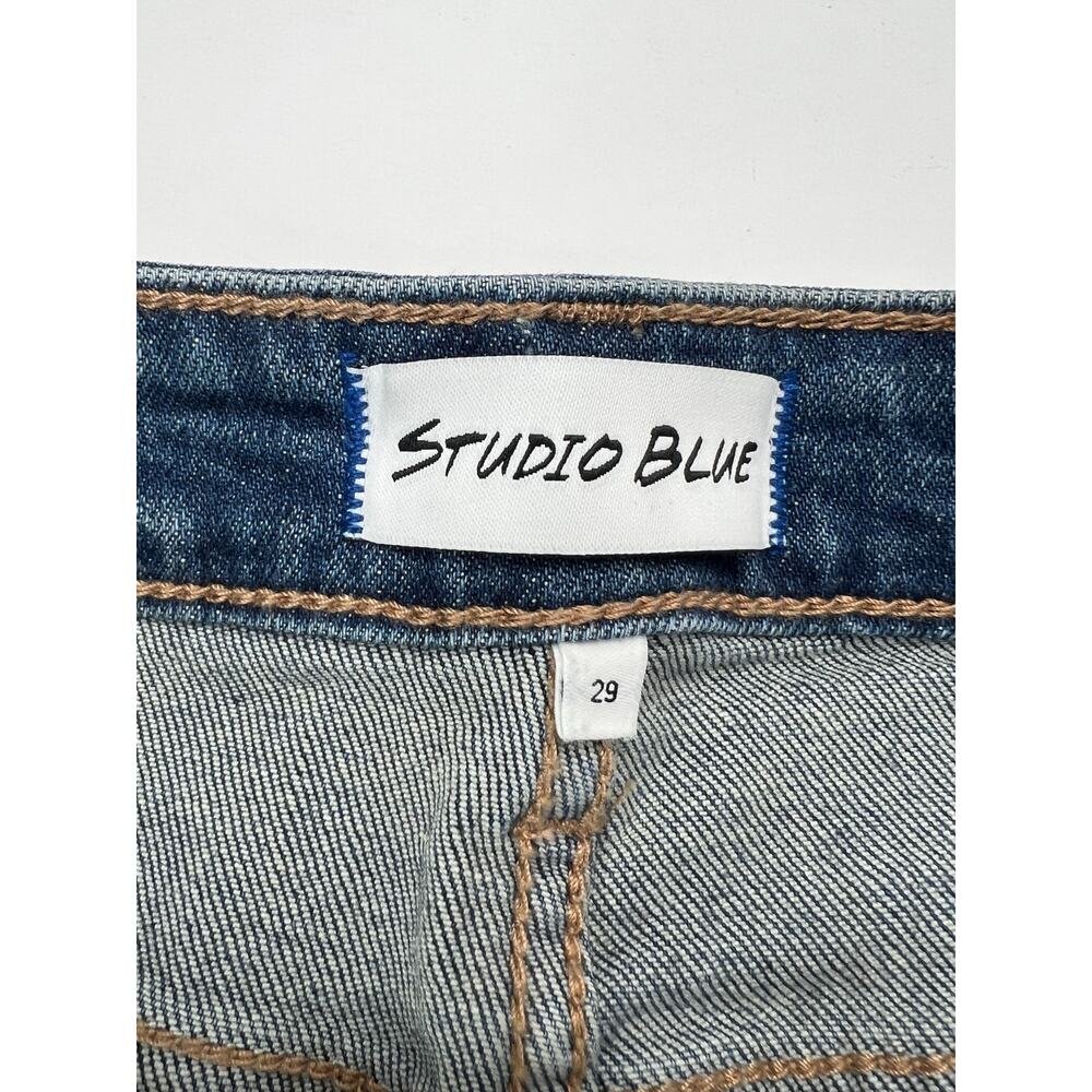 Studio Blue High Rise Rolled Cuff Jean Shorts Lover Blue Women 29 NWT - Picture 2 of 6